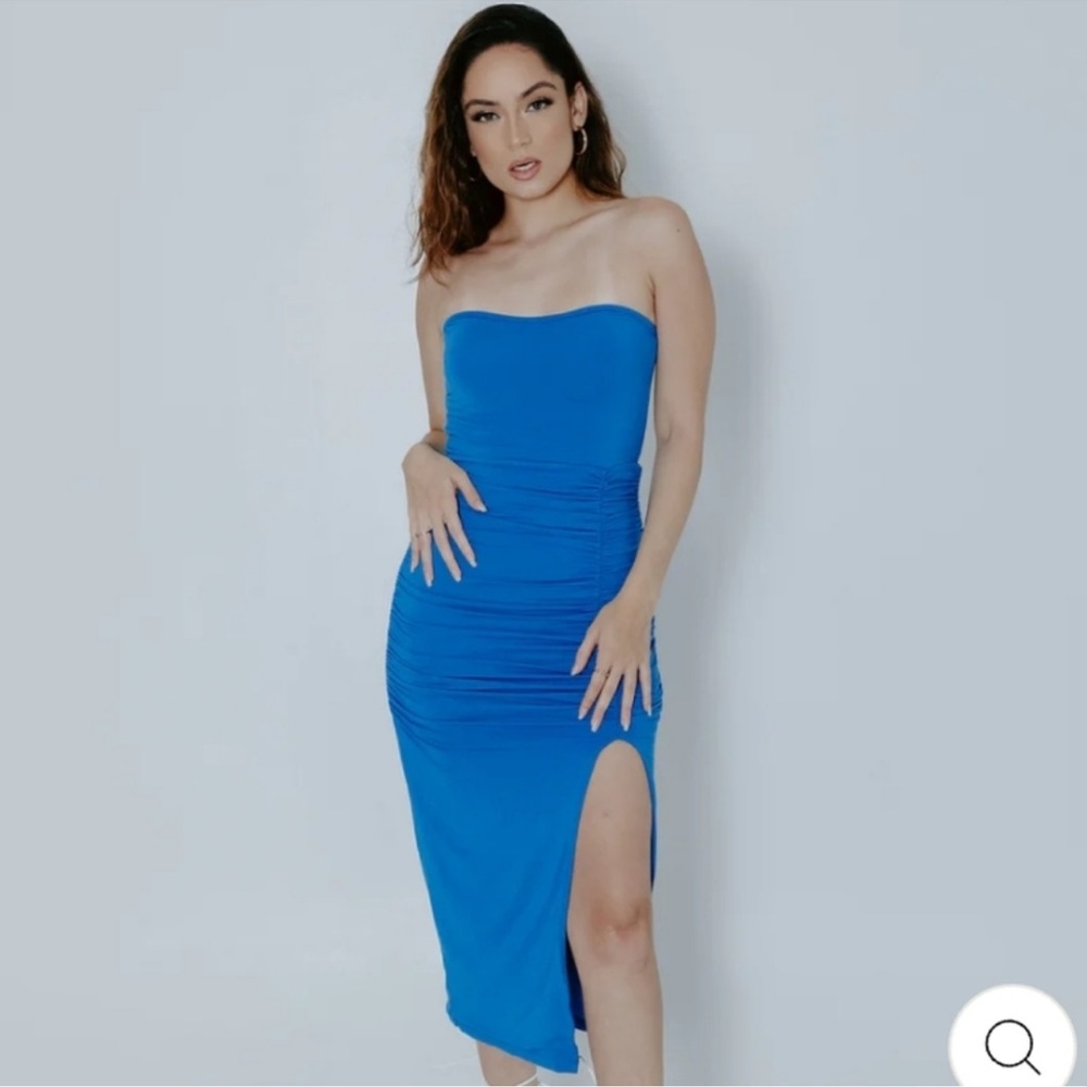 NWT klassy network tube top brami dress in royal blue